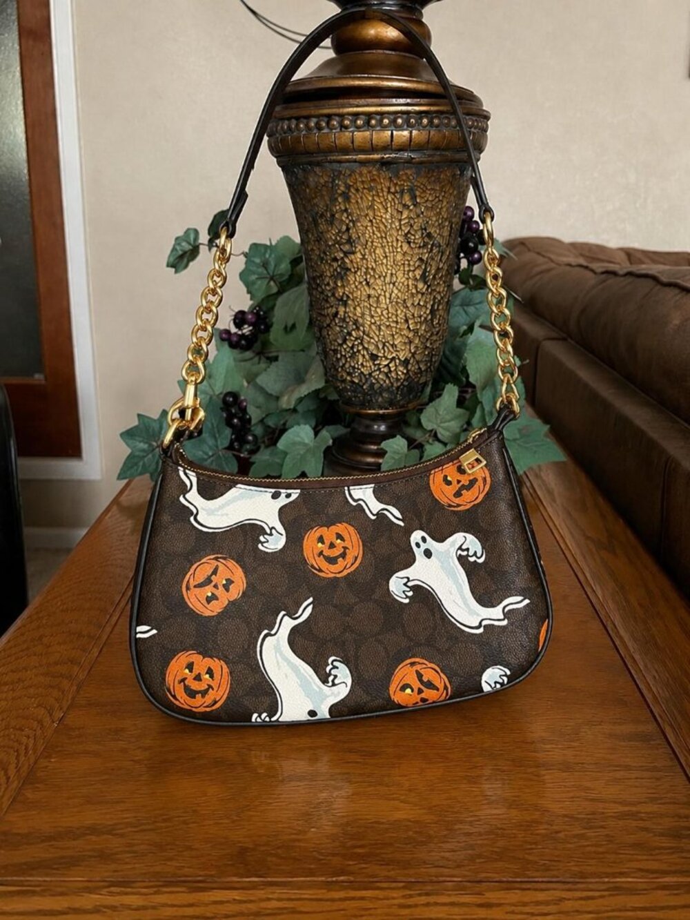 Limited Edition Coach Teri Bag Signature Canvas Halloween Ghost Pumpkin Motif - Picture 3 of 3
